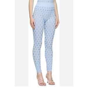 Maisie Wilen Perforated Seamless Knit Stretch Rare Baby Blue Leggings One Size